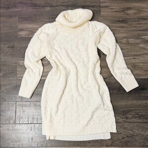 Eliza J Cream Turtleneck Midi Dress